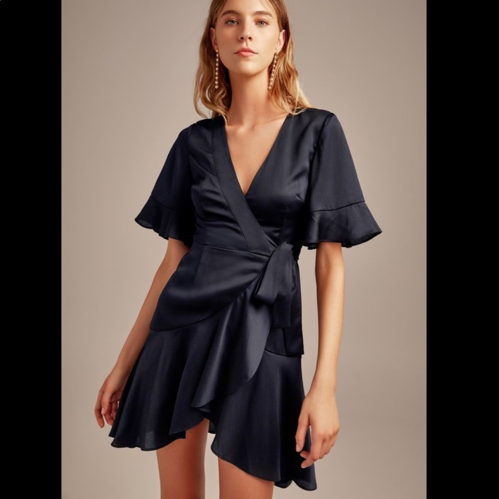 KEEPSAKE the Label Oceans Wrap Dress in Navy, XS